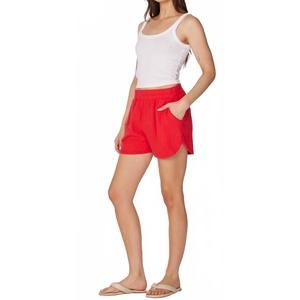NEW BOBI elastic waist pocket short in barn red